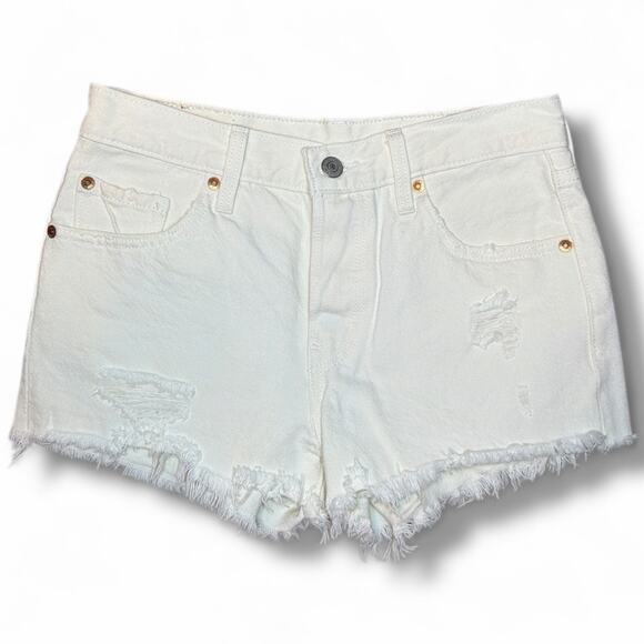 Levi's White Distressed Jean Shorts Size 25 - Picture 2 of 3
